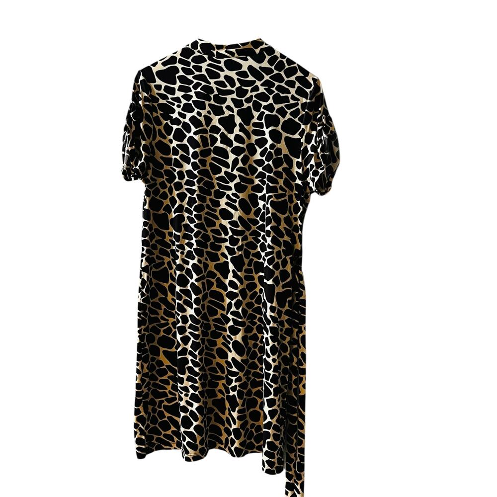 En Focus Studio Leopard Print Short Sleeve Dress Size 16W NWT Brown Cream - Picture 2 of 6